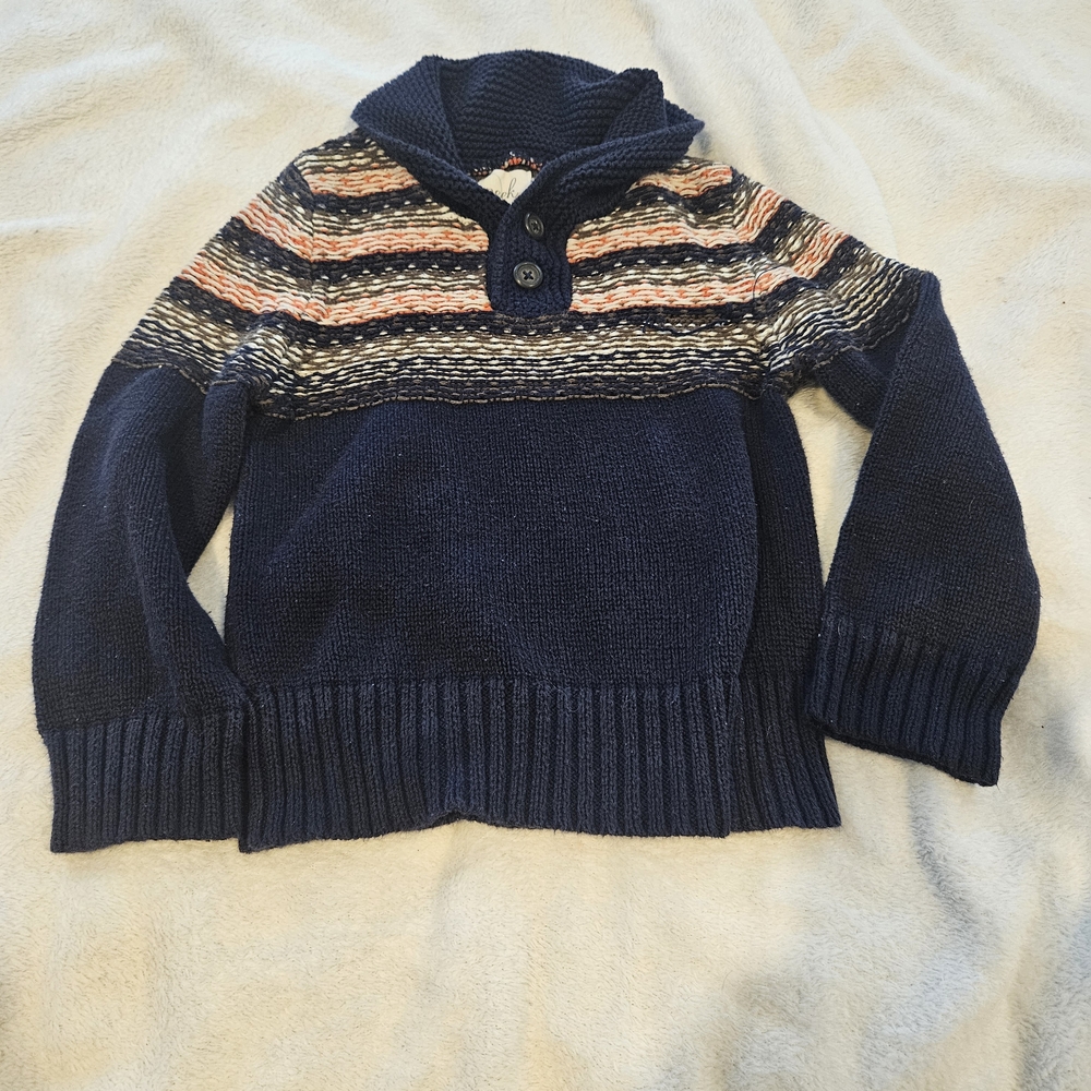 Peek Navy Hooded Sweater with Multicolor Stripes